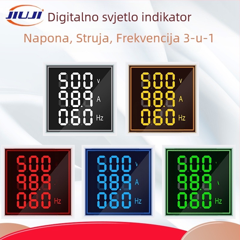 Jiuji digitalni LED indikator za AC struju, napon i frekvenciju — trostruki Hz mjerač (licencirana privatna oznaka)