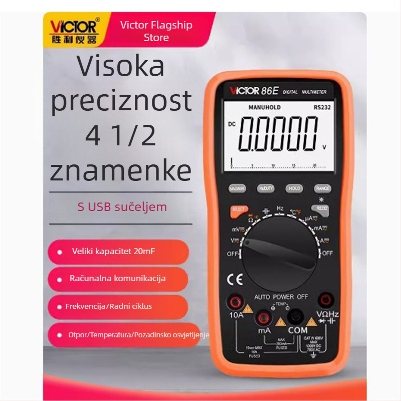 VC86E visokoprecizan digitalni multimetar, četiri i pol znamenki, mjerenje frekvencije i kapaciteta, automatski raspon, USB
