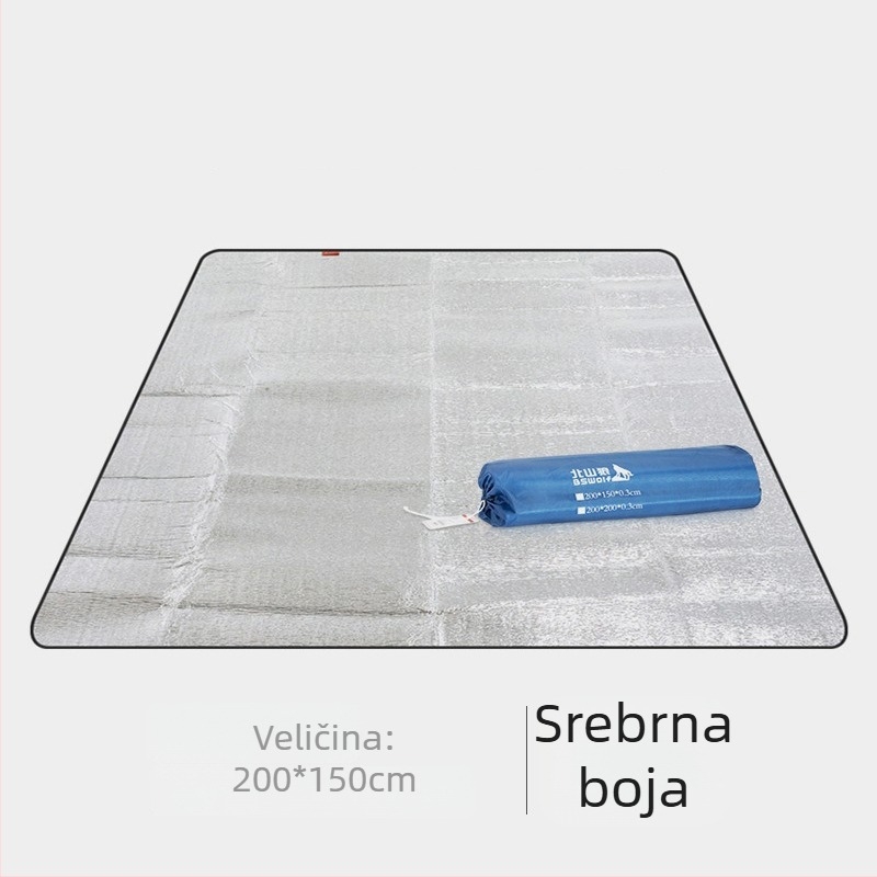 Debeli piknik madrac s aluminij folijom za kampiranje — EVA/aluminijski film, ~300 g, model CL002, pogodan za mnoge osobe