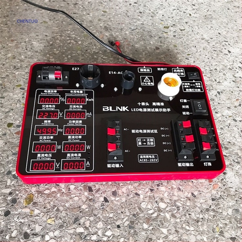Deset u jednom tester napajanja za upravljač zaslona — mjeri struju, napon, faktor snage i frekvenciju; LED test