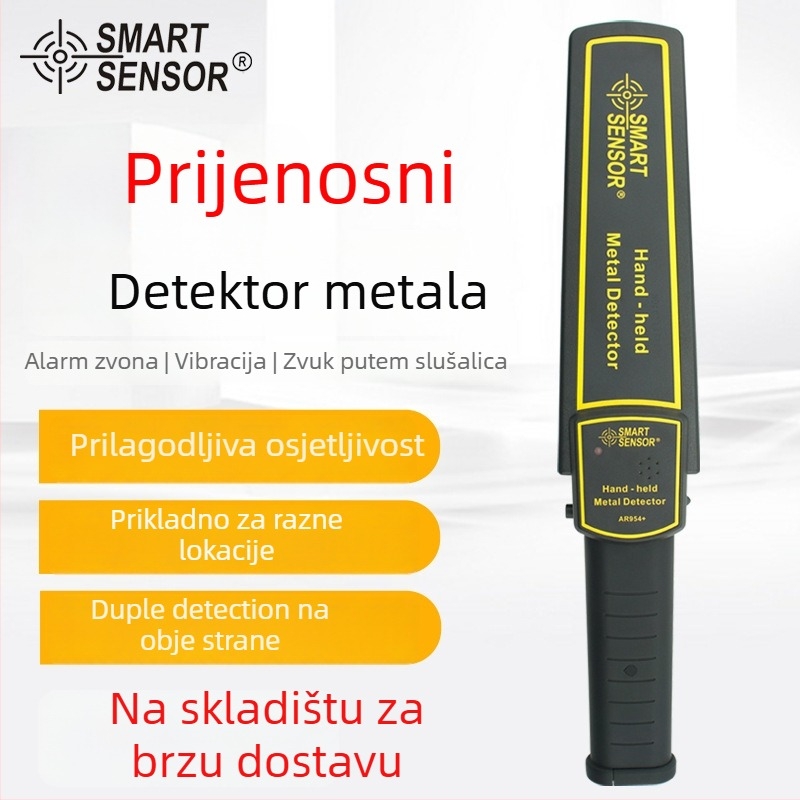 Hima AR954 Ručni detektor metala, napajanje 9V baterija, načini alarma: zvuk, vibracija, alarm putem slušalica