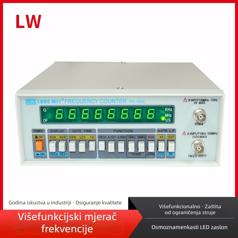 Rowway Višenamjenski mjerač frekvencije visoke preciznosti TFC-1000L/TFC-2700L, domet mjerenja 100MHz-1GHz, ulazni signali 100Hz/1kHz/10kHz