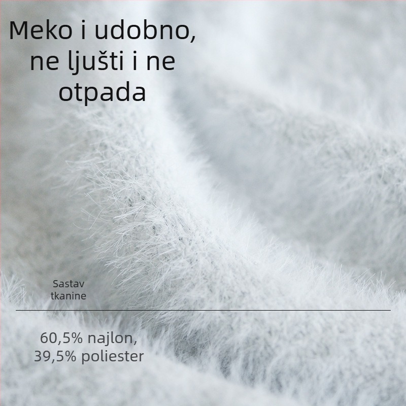 Ženski pidžama set s okruglim izrezom, dugi rukavi, 100% poliester, ekstra debeli 301–350 g/m², topao i udoban za kućnu upotrebu