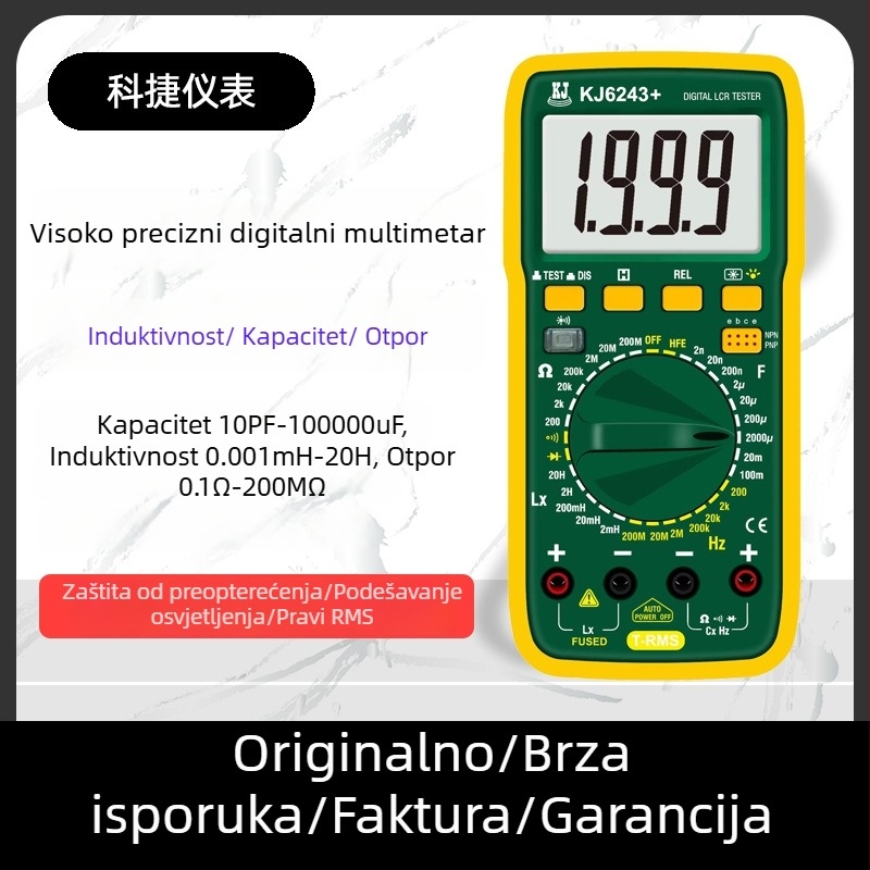 Visokoprecizan digitalni LCR mjerač za mjerenje kapaciteta, induktivnosti, otpora i frekvencije – sveobuhvatni komplet s više od 6243 službenih konfiguracija