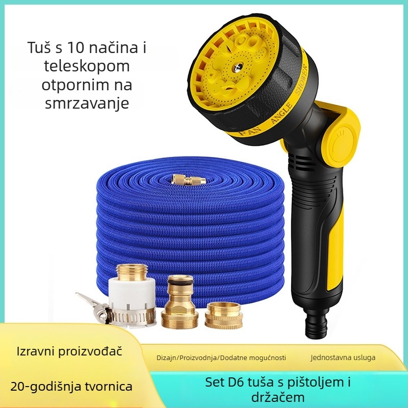 Vrtni vodeni pištolj set s 10 načina tuš glave, teleskopska vodena cijev, visoki tlak za pranje automobila; Značka: Tiger Knight; Materijal vrha pištolja: Inženjerske plastike; Tlak vode: Voda s slavine; Težina: 1