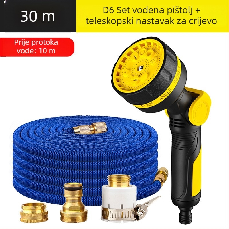 Vrtni vodeni pištolj set s 10 načina tuš glave, teleskopska vodena cijev, visoki tlak za pranje automobila; Značka: Tiger Knight; Materijal vrha pištolja: Inženjerske plastike; Tlak vode: Voda s slavine; Težina: 1