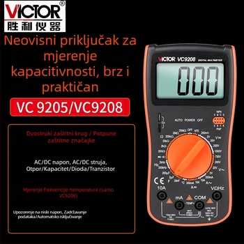 Victor VC9205/9208 Novi digitalni multimetar za temperaturu, kapacitetu i frekvenciju uz digitalnim zaslonom