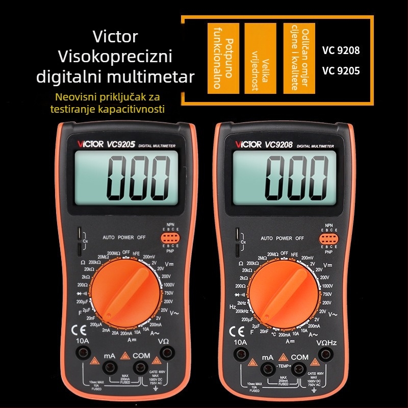 Victor VC9205/9208 Novi digitalni multimetar za temperaturu, kapacitetu i frekvenciju uz digitalnim zaslonom