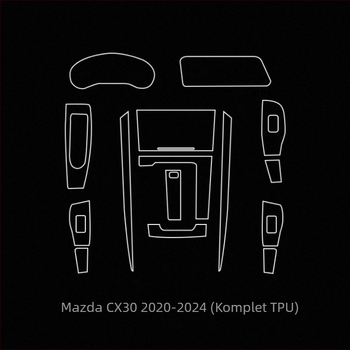 TPU unutarnja zaštitna folija za Mazda3 (2020–2024), CX-5 i CX-30 — jednodijelna oblikovana zaštita za područje mjenjača i zaslona navigacije