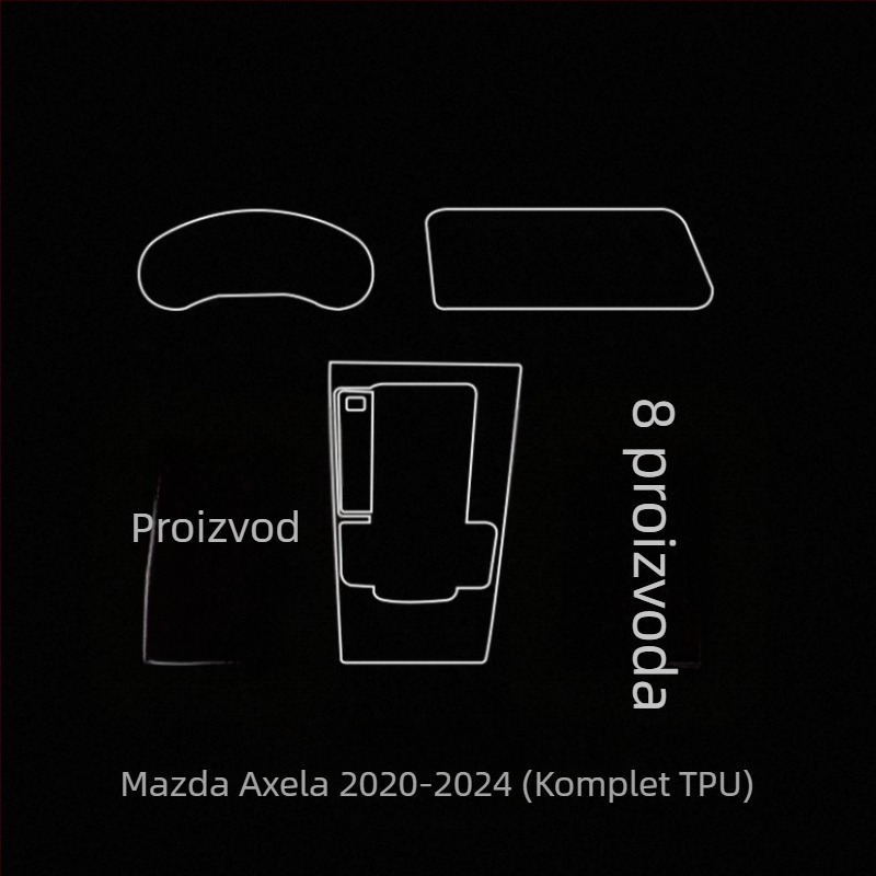 TPU unutarnja zaštitna folija za Mazda3 (2020–2024), CX-5 i CX-30 — jednodijelna oblikovana zaštita za područje mjenjača i zaslona navigacije