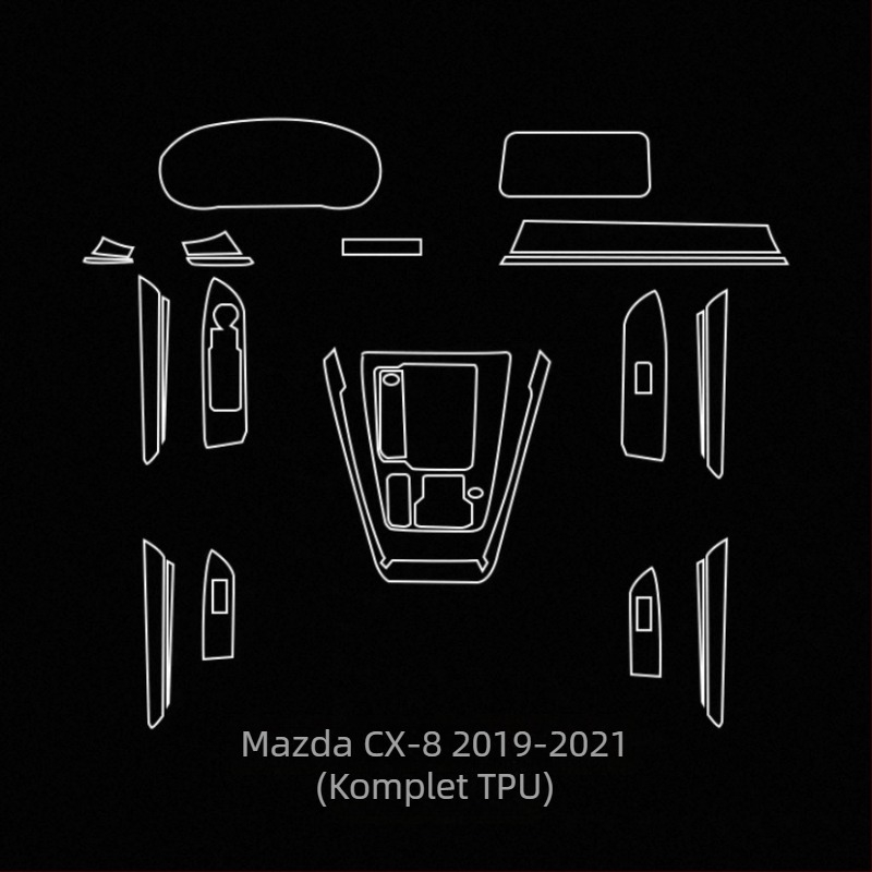 TPU unutarnja zaštitna folija za Mazda3 (2020–2024), CX-5 i CX-30 — jednodijelna oblikovana zaštita za područje mjenjača i zaslona navigacije