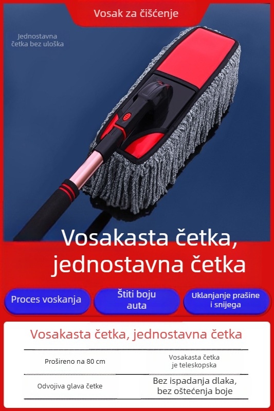 Mop za pranje automobila s teleskopskom ručkom – ABS tijelo, ručka od legure, štiti boju, izdržljiv alat za čišćenje auta