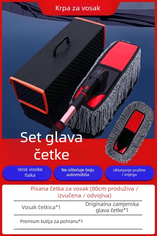 Mop za pranje automobila s teleskopskom ručkom – ABS tijelo, ručka od legure, štiti boju, izdržljiv alat za čišćenje auta