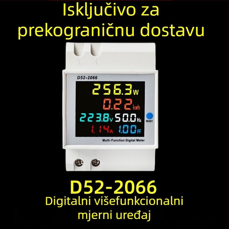 D52-2066 digitalni višenamjenski mjerni uređaj za energiju, jednofazni, na tračnicu, mjeri napon, struju i faktor snage, točnost 0,1, 100 A