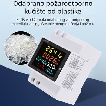 D52-2066 Digitalni mjerač za jednofaznu mrežu s digitalnim zaslonom, mjerenje napona, struje i snage, DIN-rail montaža