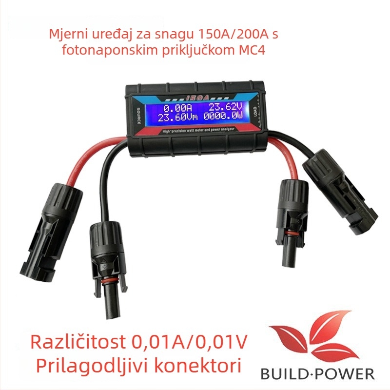 Test snage solarnog panela i mjerač struje s fotonaponskim konektorom, 150A