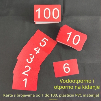 Karta reda i broja, vodootporan plast, raspon 1-100