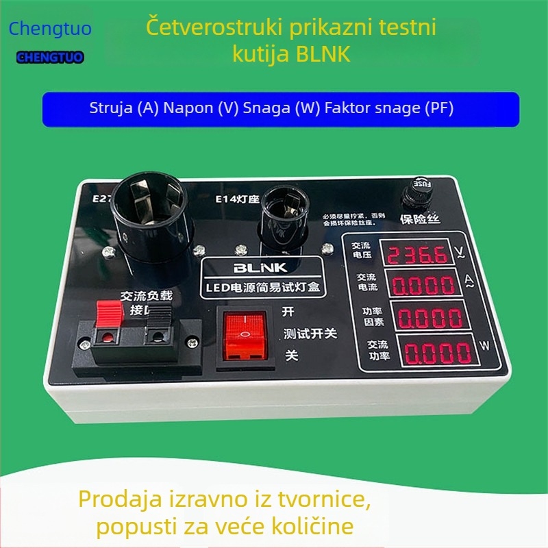 LED tester struje, napona i snage za rasvjetu – lagan i jednostavan, kompatibilan s E27/E14, držač za prikaz testne kutije svjetla
