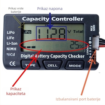 Cellmeter71-7S tester Li-ion baterije za modele zrakoplova s LCD zaslonom za mjerenje snage i napona
