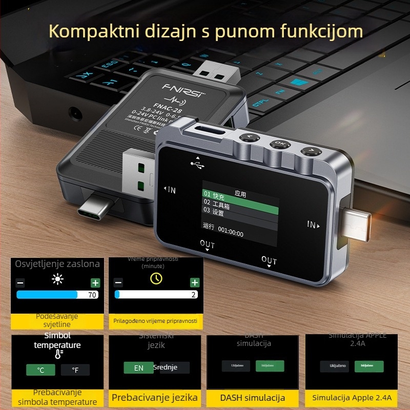 Fnac-28 USB/Type-C mjerač struje i napona s mjerenjem snage
