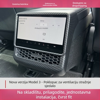 Unutarnji dijelovi za Model 3 Refresh 3 — plastični dijelovi s ljepilom, zaštitni pokrov središnje konzole