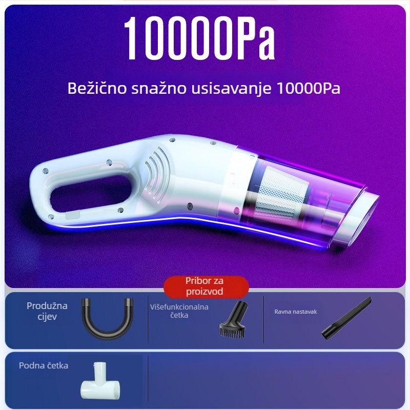 Vlažno-sušni usisavač za automobil i dom s apsorpcijom vode, 120W, snaga usisavanja 9000, 62000 rpm, način napajanja: punjenje