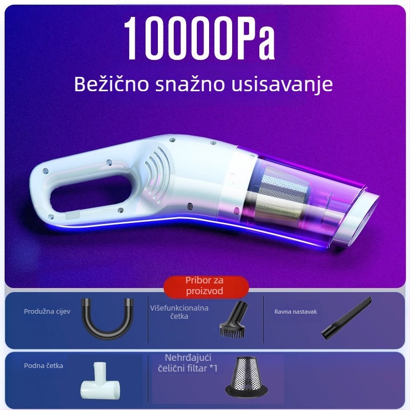 Vlažno-sušni usisavač za automobil i dom s apsorpcijom vode, 120W, snaga usisavanja 9000, 62000 rpm, način napajanja: punjenje