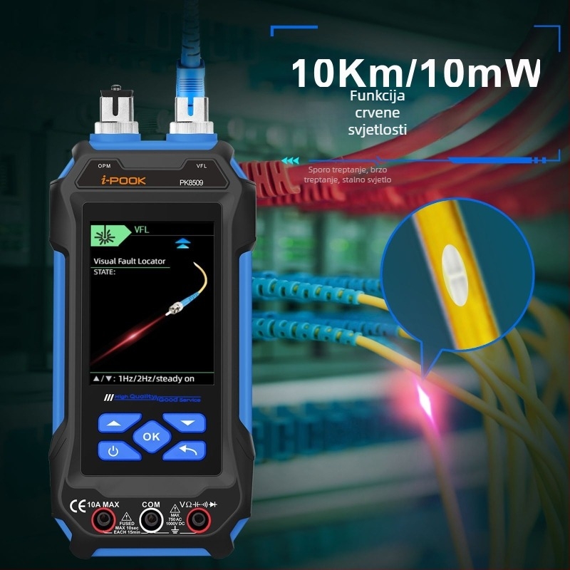i-pook Višestruki tester mrežnih kablova PK8506/PK8508/PK8509 – Mjerenje duljine kabela, Optička snaga, POE test, Napajanje 5V