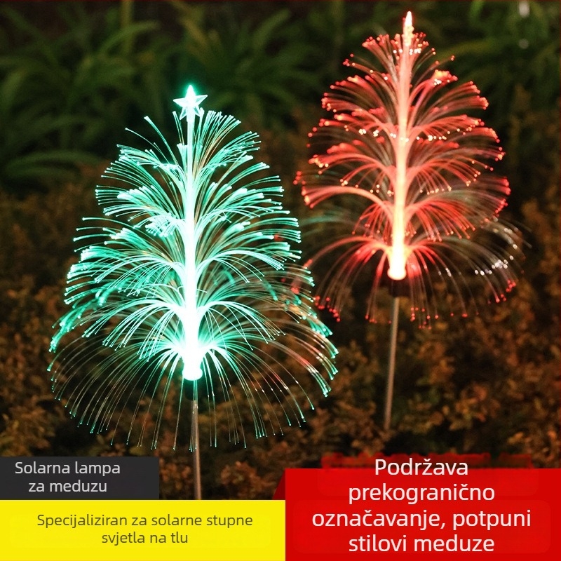 Solarna vanjska lampa u obliku meduze s optičkim vlaknima, IP65 vodootporna, 3W LED, model SMD008, višebojna promjenjiva svjetlost