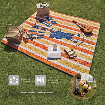 Ultrazvučna vodootporna piknik podloga, pongee tkanina, 100% poliester, debljina 2 mm, težina 940–1400 g, pogodno za 3–6 osoba