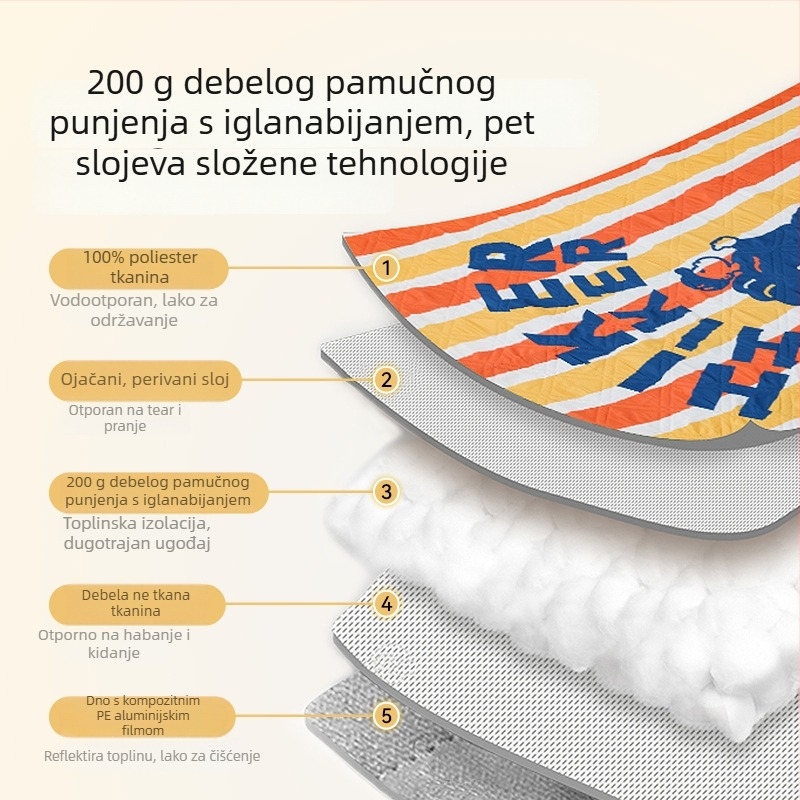 Ultrazvučna vodootporna piknik podloga, pongee tkanina, 100% poliester, debljina 2 mm, težina 940–1400 g, pogodno za 3–6 osoba