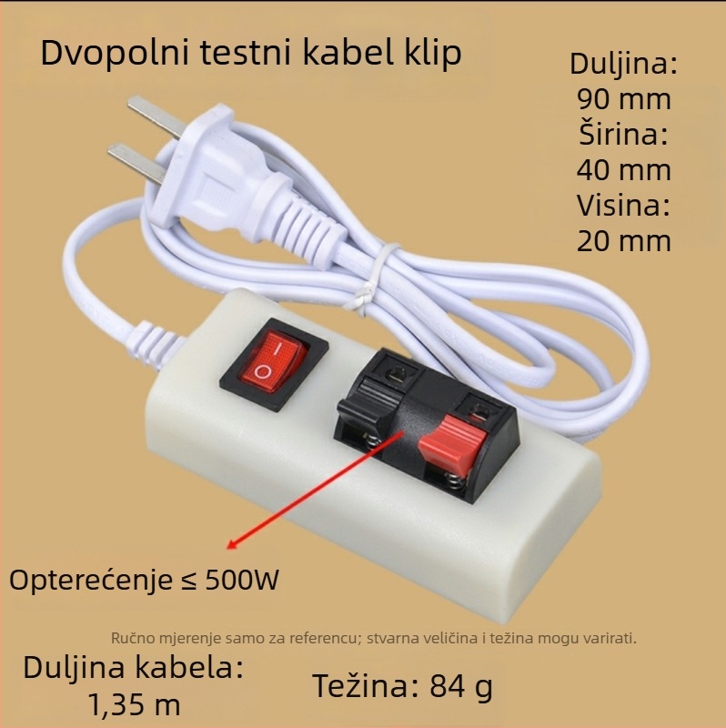 LED testna klipsa s prekidačem za mjerenje svjetline i starenje, testiranje žične trake i LED zrna/pločice