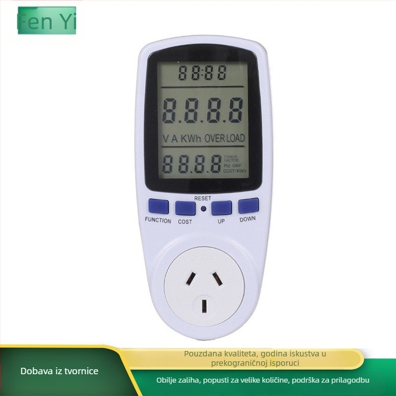 Energomjer s utičnicom, tester napona prema europskom standardu, s velikim zaslonom, model HY2051-European Standard