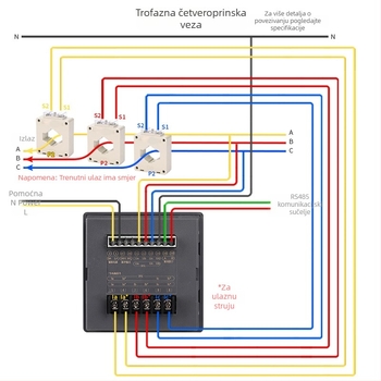 Višenamjenski mjerni uređaj za električnu energiju s mjerenjem struje, napona, snage i frekvencije; osnovni strujni tok 5 A; referentno napajanje 220 V; marka Yongnuo; model GA