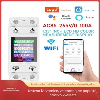 Kućni jednofazni inteligentni mjerač, s digitalnim zaslonom, 220V AC, monitoring napona, snage i energije