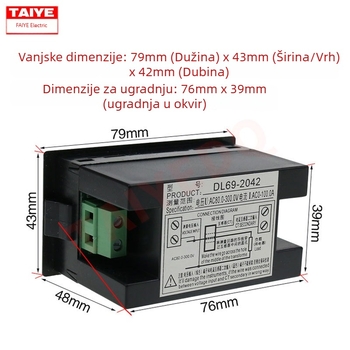 DL69-2042 AC voltmetar i ampermetar s digitalnim prikazom, dvostruki prikaz, 220/380 V, 100 A