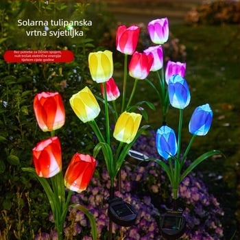 Solarna podzemna lampa u obliku tulipana za vanjsku upotrebu — IP65, LED 0,06W, trajanje osvjetljenja 6–12 sati