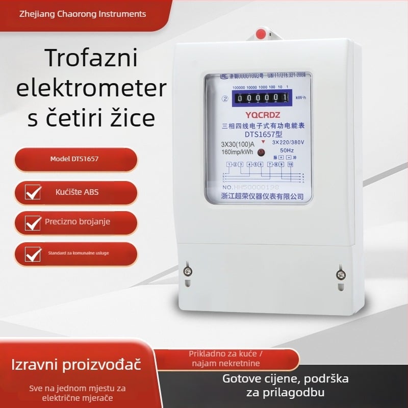Chaorong digitalni trofazni četverovodi mjerač električne energije s prikazom snage transformatora, 3x220V/380V