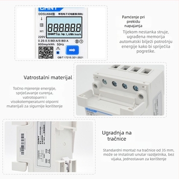 Chint DTSU666 Mjerilac energije za DIN-rail, trofazni 4-žilni, 380V, RS-485