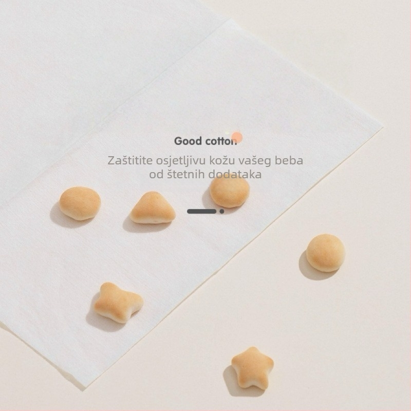 Jednokratna pamučna maramica za lice - 100% pamuk, 1 sloj, mokro i suho čišćenje, pakiranje 60 komada, za bebe i odrasle