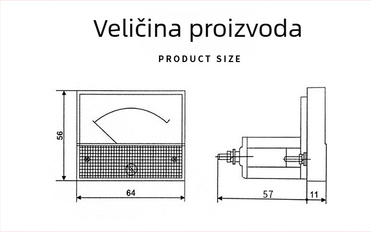Pokretni tip DC mikroampermetra, model 50UA, raspon mjerenja 50–500 µA, baterija: 1