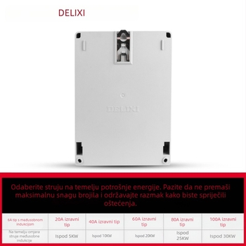 Delixi DTS606 Elektrometar s CT, digitalni prikaz, 20A, 40A, 60A, 80A, 100A, inteligentan