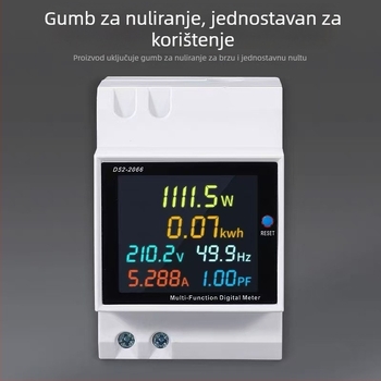 Pametan kućni elektromjer s digitalnim zaslonom, model D52-2066, prikaz snage