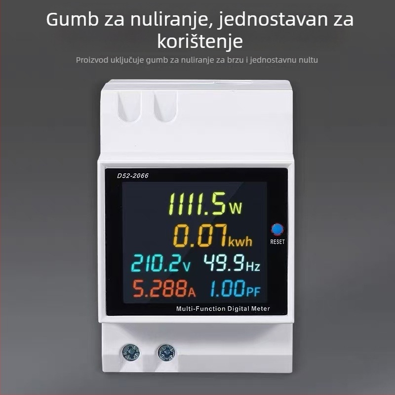 Pametan kućni elektromjer s digitalnim zaslonom, model D52-2066, prikaz snage