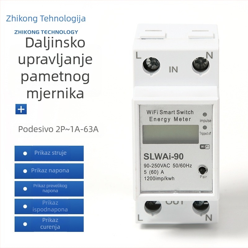 Pametni Wi-Fi električni mjerač s daljinskim upravljanjem, 220V, višenamjenski kućni mjerač