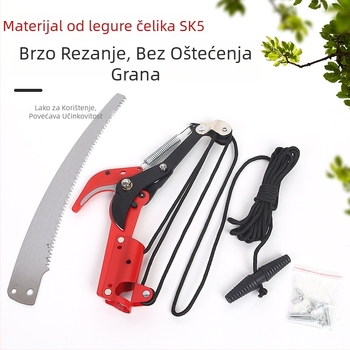 Teleskopske vrtne škare za visoke grane s remenicom, za branje voća