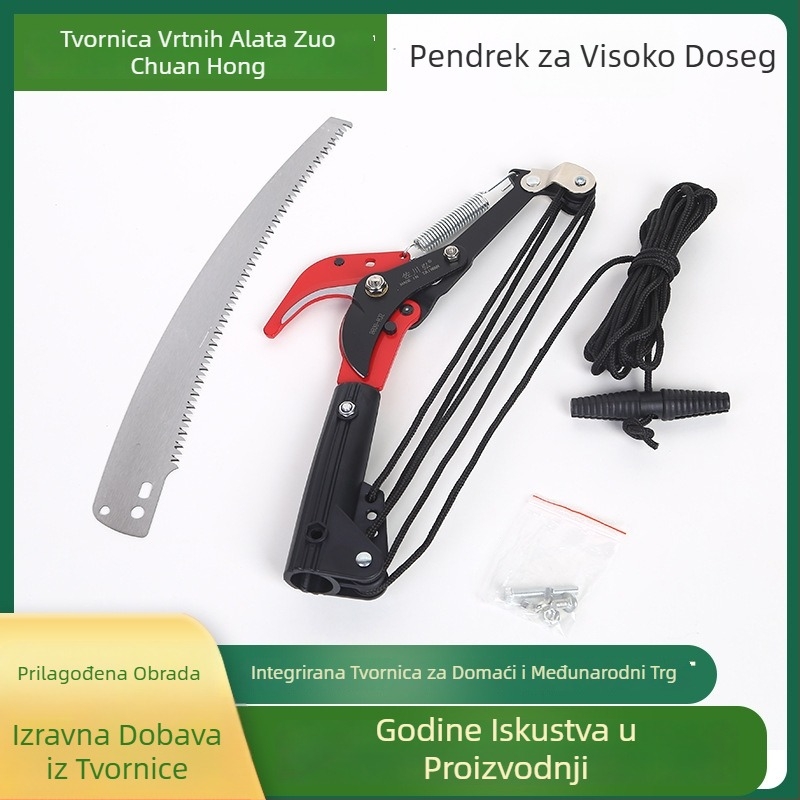 Teleskopske vrtne škare za visoke grane s remenicom, za branje voća