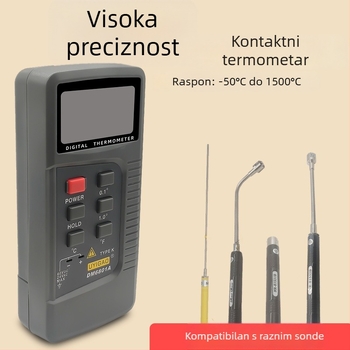 Industrijski termometar tipa K, s jednim senzorom, raspon -50 do 1500 °C, model DM6801A, preciznost 0,1 °C (- K tip, s jednim senzorom, raspon -50 do 1500 °C, DM6801A, preciznost 0,1 °C)