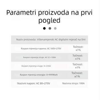 DIN-rail elektromjer s LCD kolor zaslonom, višenamjenski mjerni uređaj za napetost, struju, snagu i energiju, s mogućnošću resetiranja