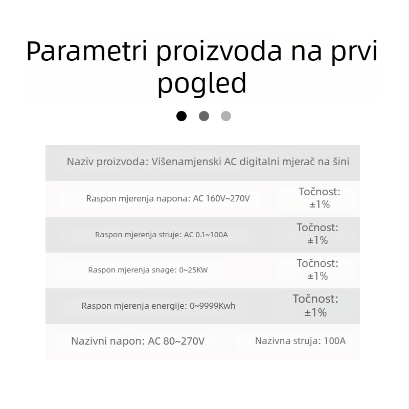 DIN-rail elektromjer s LCD kolor zaslonom, višenamjenski mjerni uređaj za napetost, struju, snagu i energiju, s mogućnošću resetiranja